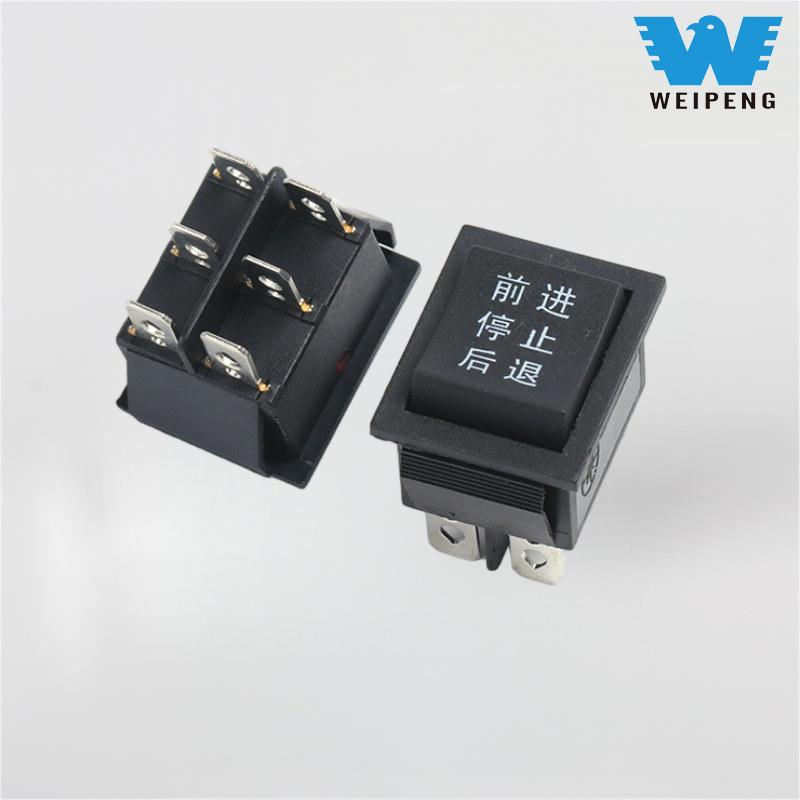 KCD4 பிளாக் 31*25mm 6-பின் 3-நிலை 16A 250V ராக்கர் சுவிட்ச்