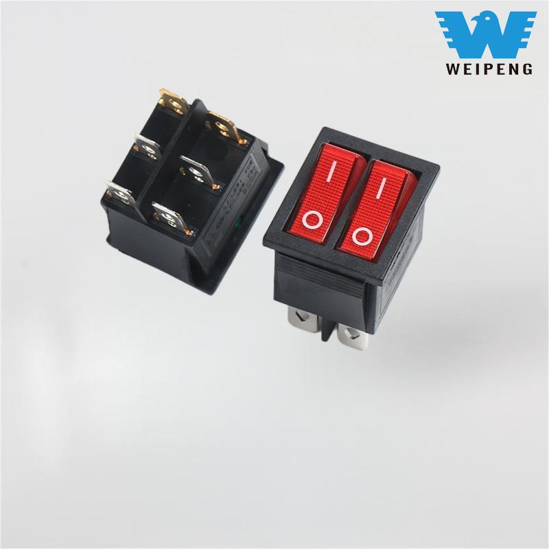 ஒளியுடன் KCD4 இரட்டை சிவப்பு ராக்கர் சுவிட்ச்